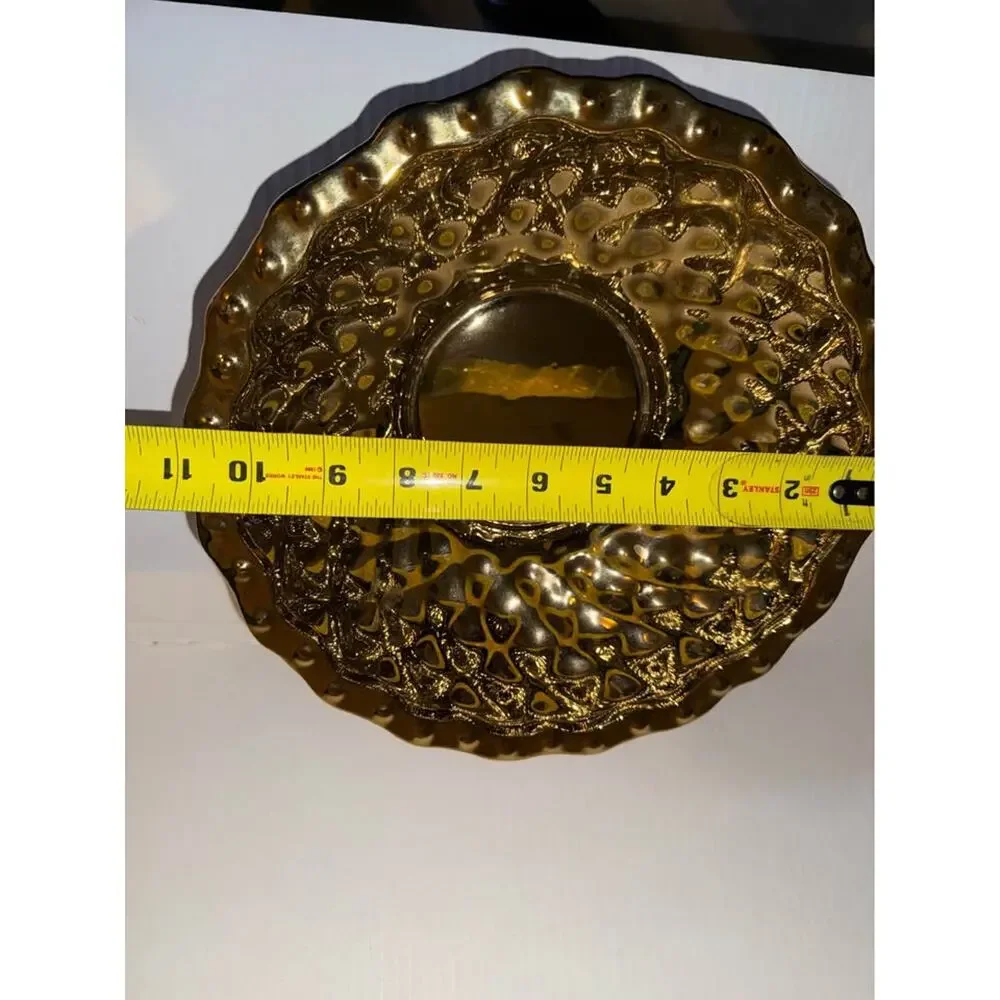 Pair of Gold Glass Diamond Pattern Bowls